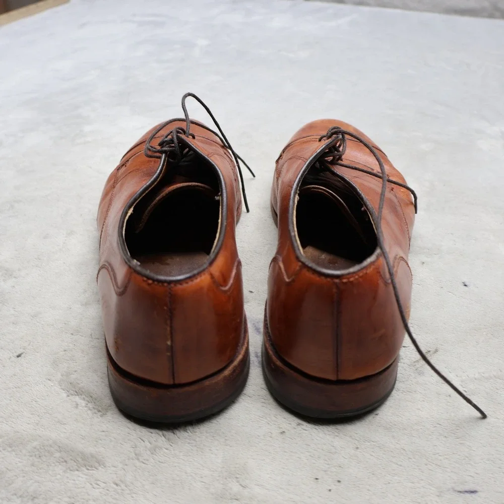 Allen Edmonds Men 12D Dress Shoes Brown Leather Cap Toe Oxford Classic 6558 VTG
